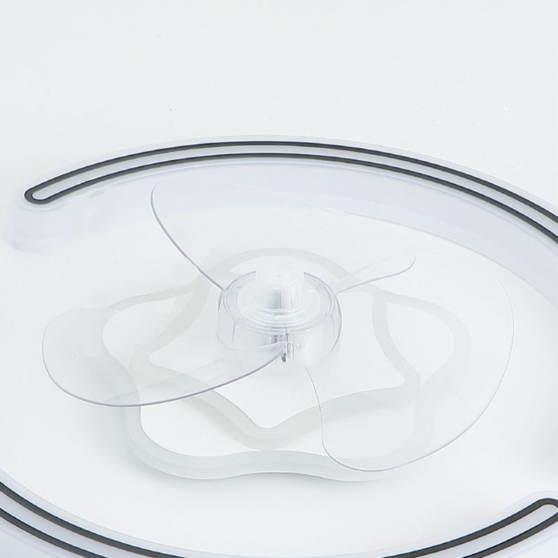 White Ultrathin Round Ceiling Fan Minimalist LED Acrylic Semi Mount Lighting for Living Room