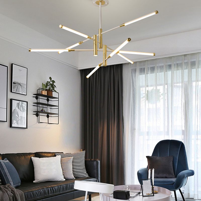 Postmodern unieke metalen lineaire kroonluchter verlichtingsarmaturen Restaurant Hangende kroonluchter