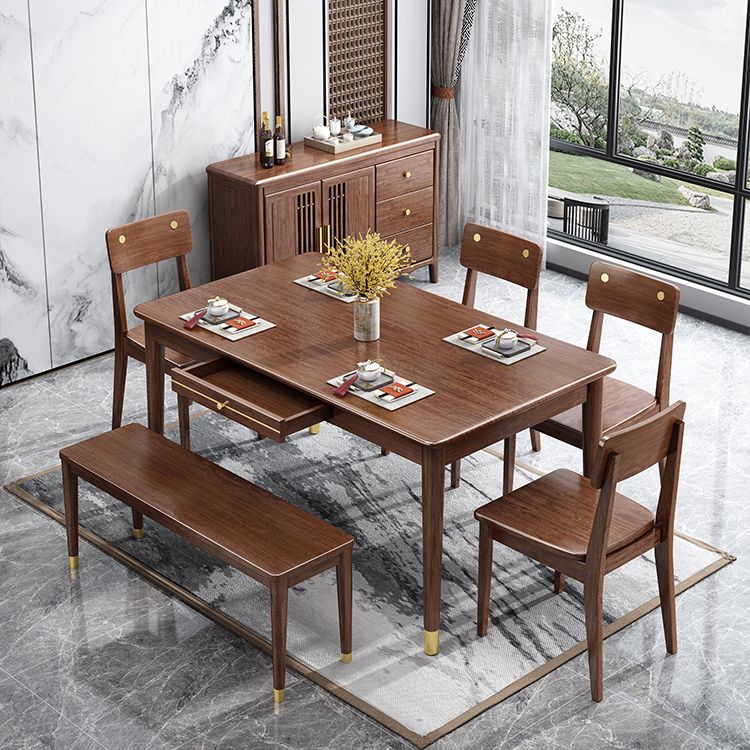 Luxe walnoottafel voor restaurant rechthoek houten eettafel met 4 poten