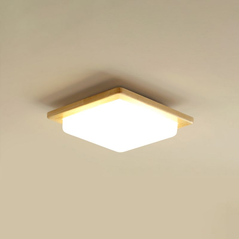 Square Shape Glass Flush Light Modern Style 1 Light Flush Mount Fixture in Brown