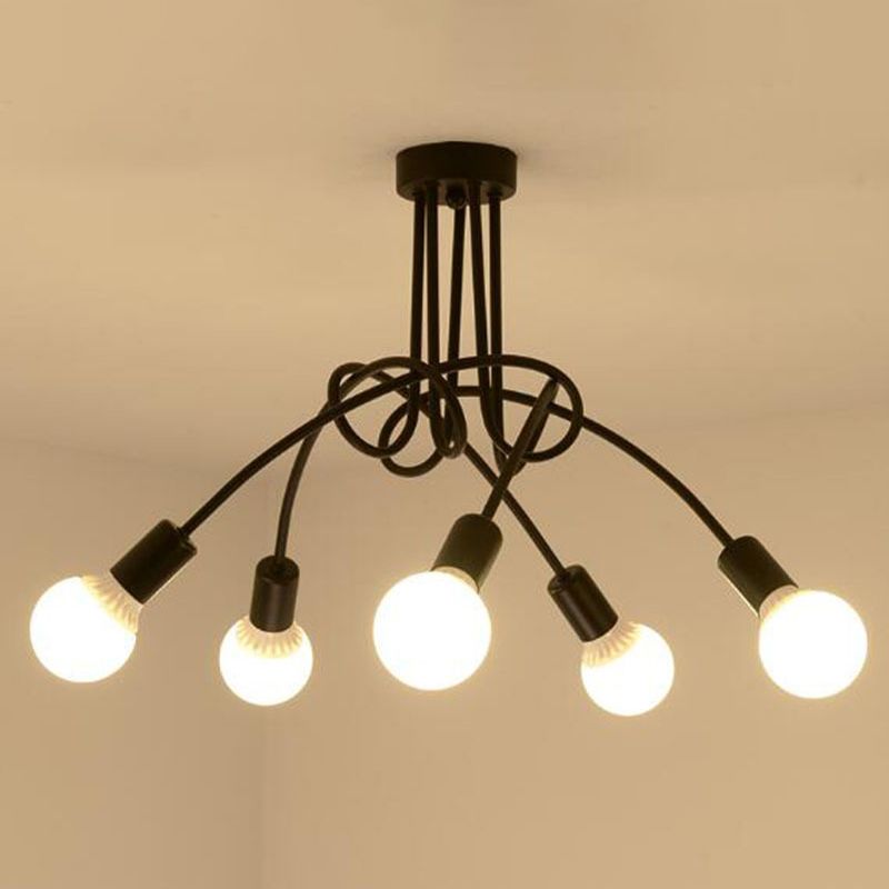 Bundle Industrial Vintage Ceiling Light Wrought Iron Flush Mount for Living Room