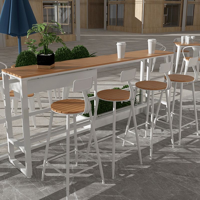 Industrial Bar-height Table with White Base Rectangle Table for Patio