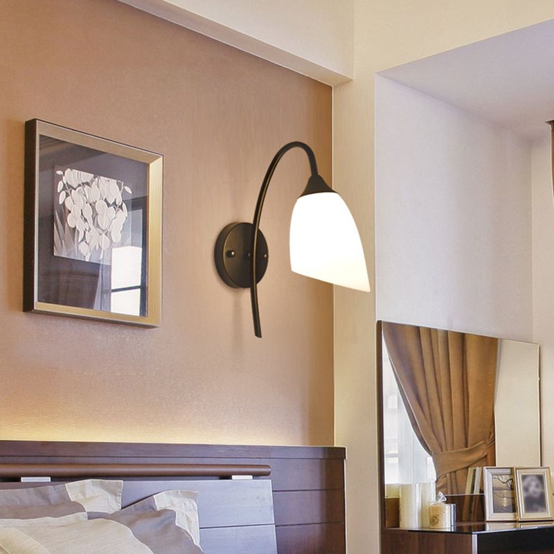 Contemporary Golden/Black Vanity Light Glass 1 Light Wall Light Sconces