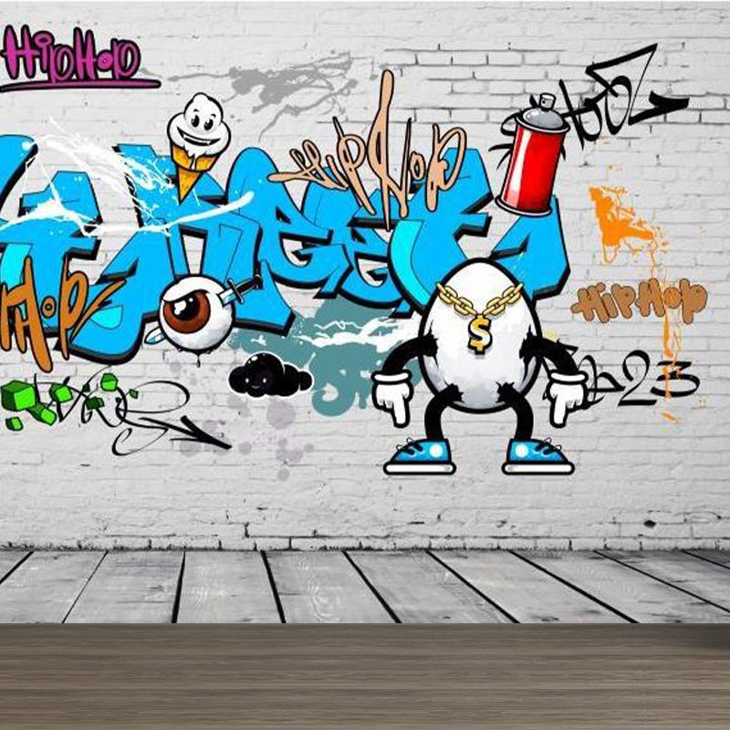 Novel Graffiti Wall Mural Modern Decorative Living Room Wall Art, Custom Size Available