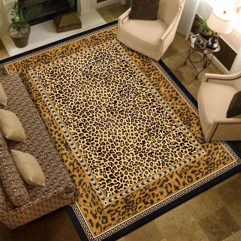 Funky Leopard Print Rug Polyester Indoor Carpet Stain Resistant Carpet for Living Room