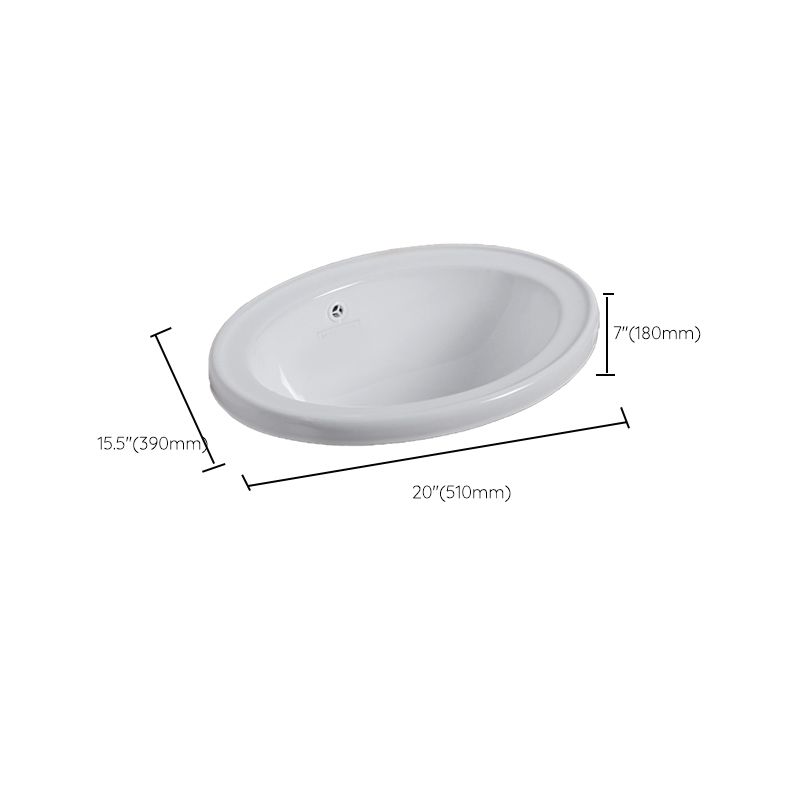 White Drop-in Bathroom Sink Porcelain Wash Stand with Shut-Off Valve