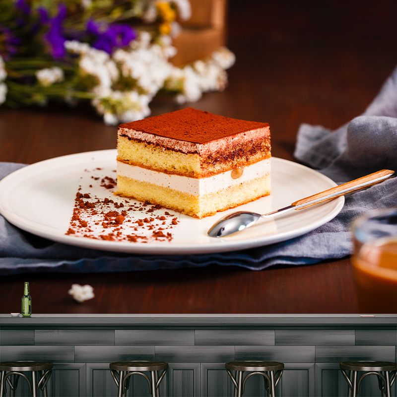 Sweet Tiramisu Wallpaper Mural Cake Shop Decor Removable Wall Decals,Personalized Size