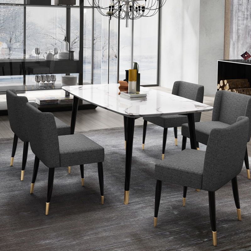 Glam Style Sintered Stone Dining Set Rectangle 1/2/4/6/7 Pieces Dining Set