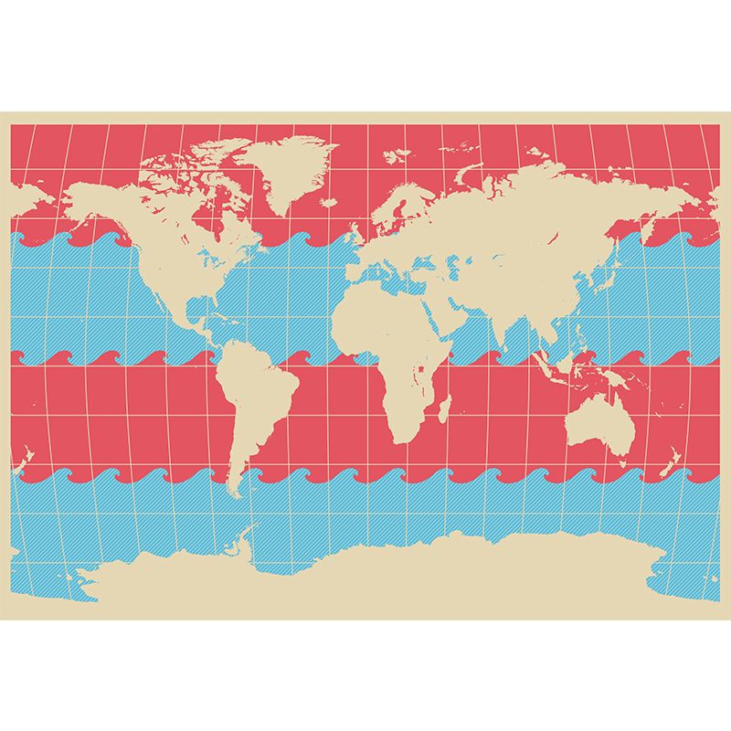 Illustration World Map Wall Mural Wallpaper Eco-friendly Wall Mural in Soft Color