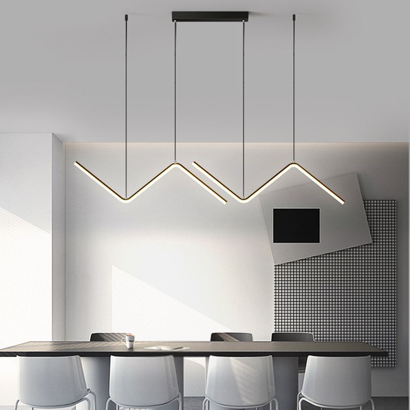 Modern 2-Light Black/Golden Ceiling Light Metal Kitchen Island Lighting for Dining Room