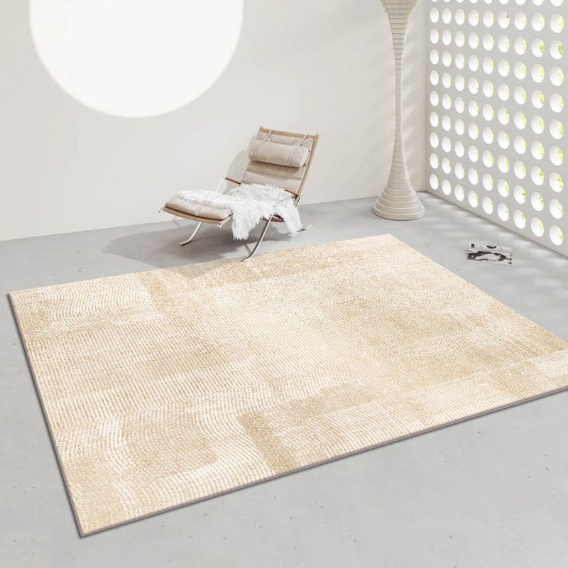 Dark Beige Irregular Line Rug Polyester Modern Rug Non-Slip Backing Rug for Drawing Room
