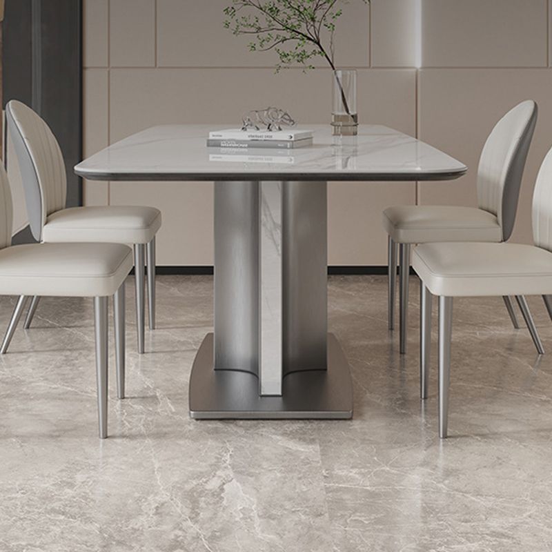 Modern Rectangle Dining Table Sintered Stone Table with Metal Legs for Home