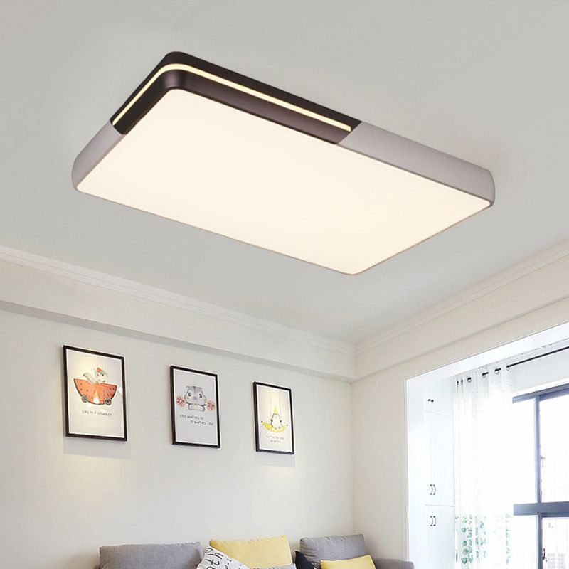 Minimalist Rectangular LED Flush Mount Light 19"/23"/25.5" W Acrylic Living Room Ceiling Lamp in Warm/White Light