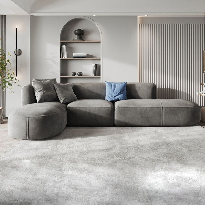 Nordic Gray Living Room Modular Gray Upholstery Square Arm Sofa