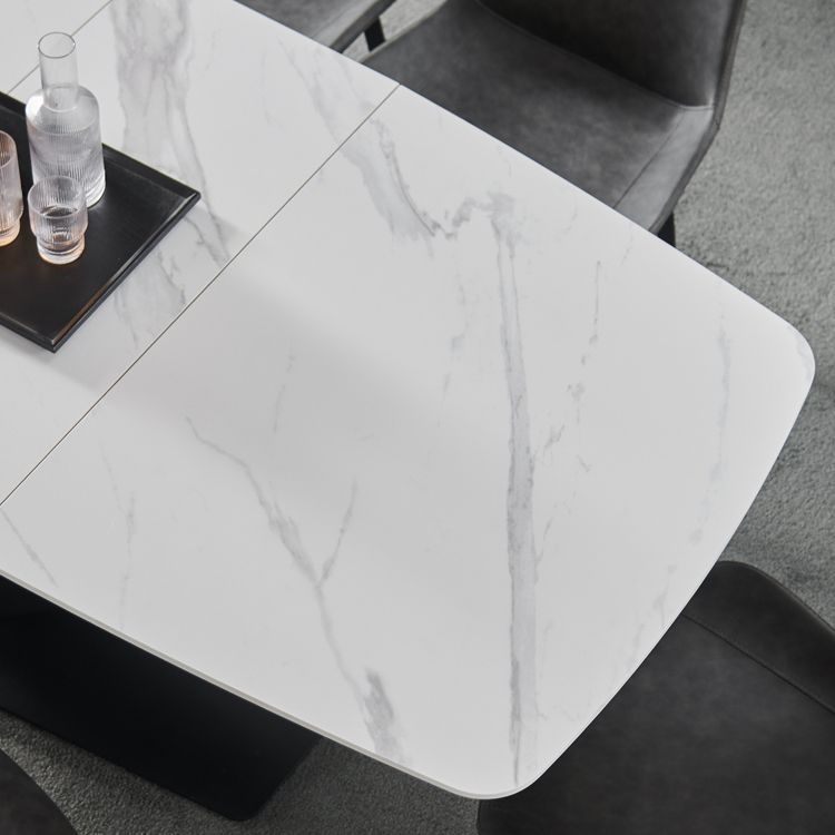 Mesa de comedor rectangular colección de comedor de piedra contemporánea con pedestal