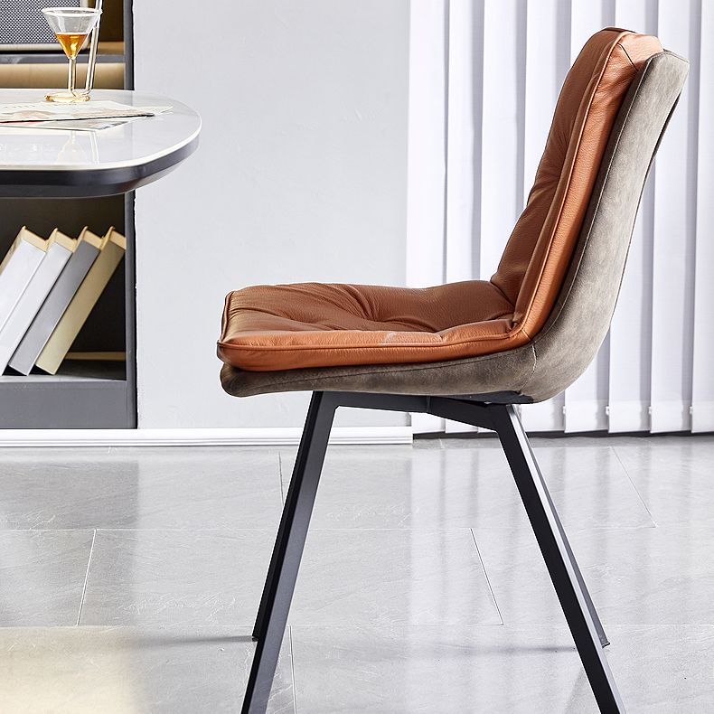 Industrial Indoor Faux Leather Upholstered Armless Parsons Dining Chair