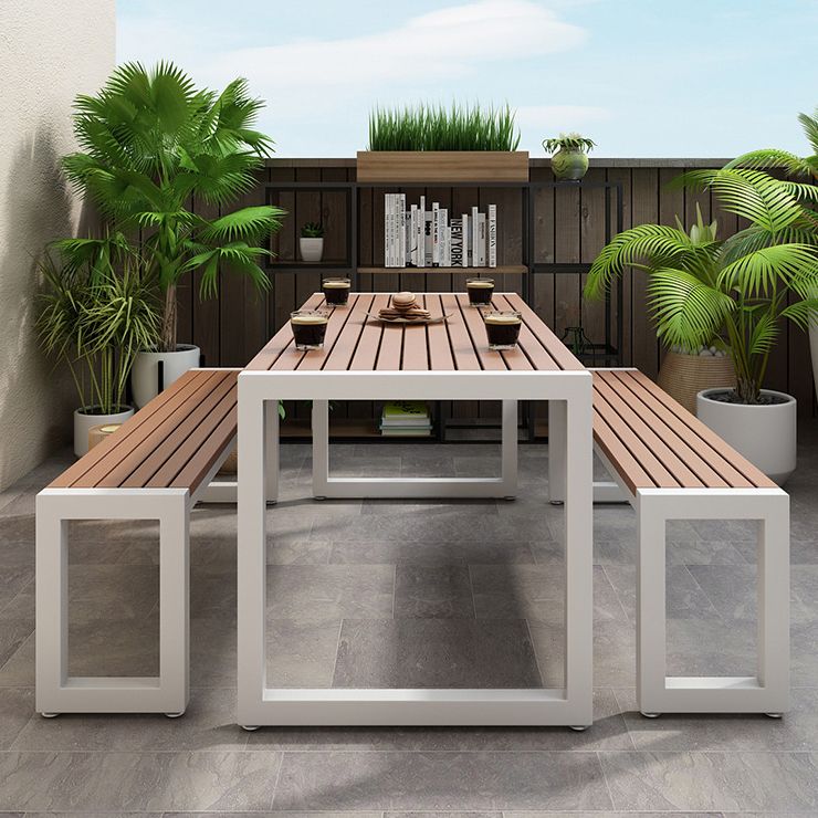 Industrial Brown Wood Dining Table Rectangle Shape Standard Dining Table for Kitchen