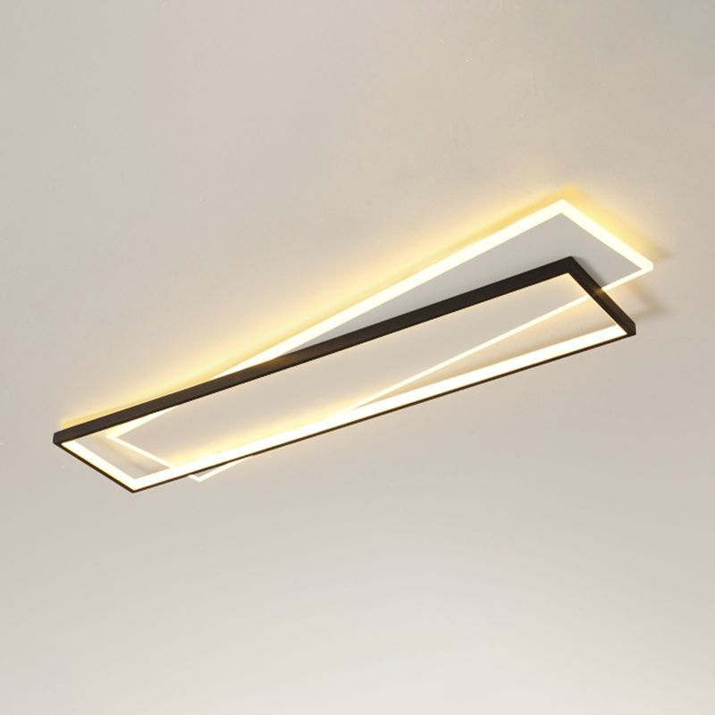 Luminaire de plafond rectangulaire noir-blanc, luminaire encastré en acrylique à LED Simple