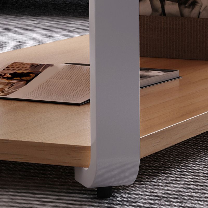 Modern Rectangular Coffee Table Natural/White Shelf Included Cocktail Table - 16.73" H