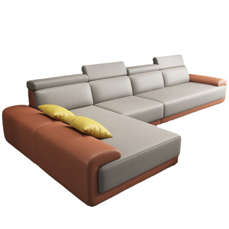 Modern Sectional with Adjustable Head Pillow and Pillow Top Arm