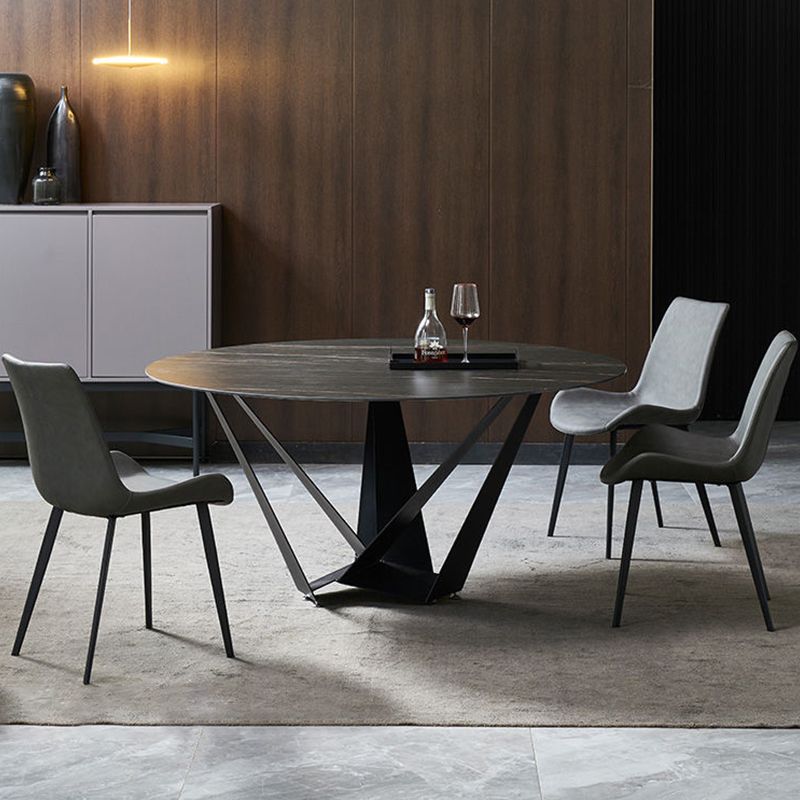 Industrial Style Side Chair Metal Solid Back Dining Room Chair for Kitchen