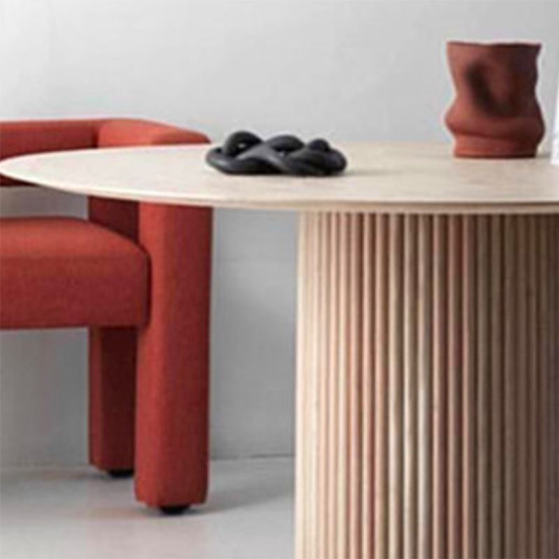 Modern Style Round Wooden Table with Pedestal Base Coffee Table