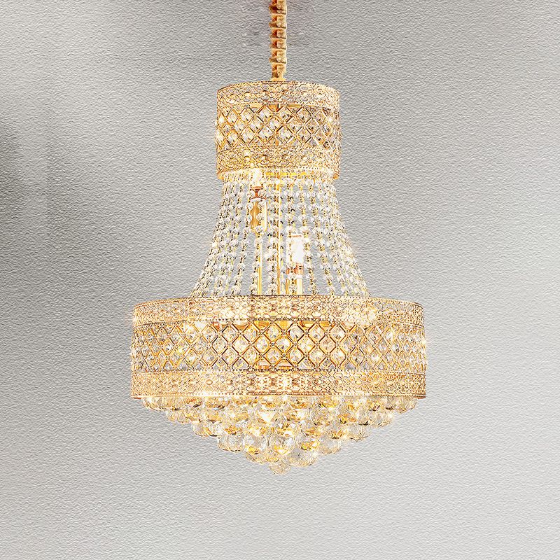 5 Bulbs Empire Style Drop Lamp Baroque Gold Opulent Crystal Chandelier Pendant Light