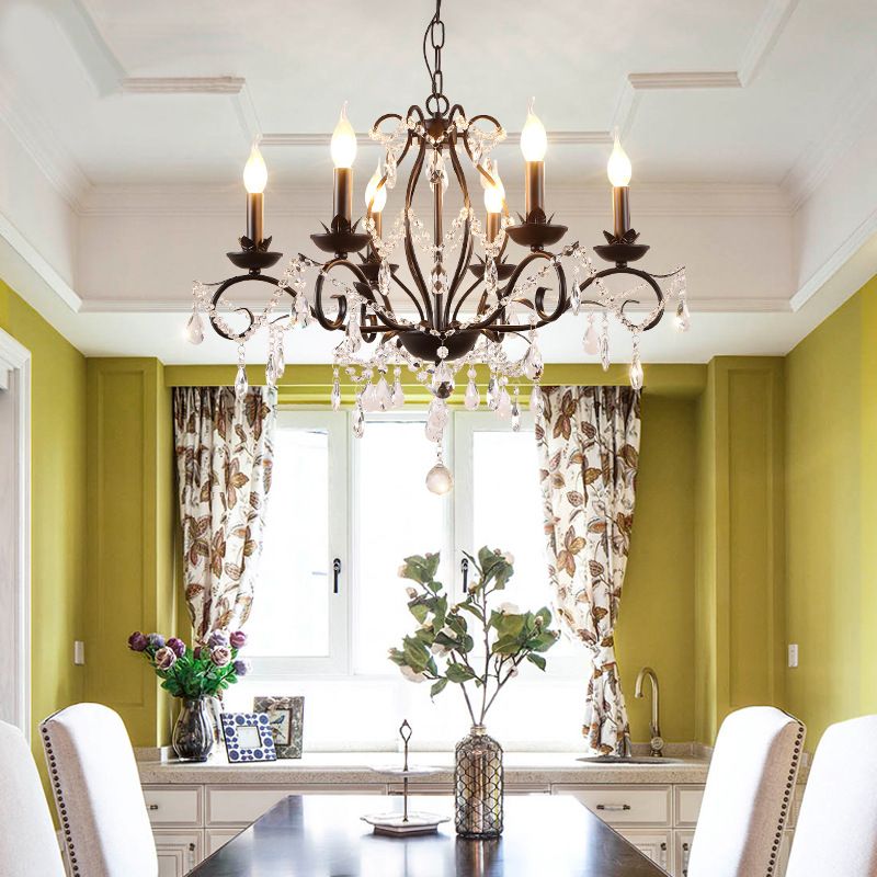 Schwarze Kerzendecke Kronleuchter Modernismus Kristall 6/8 Lampenleuchten Anhängerleuchte