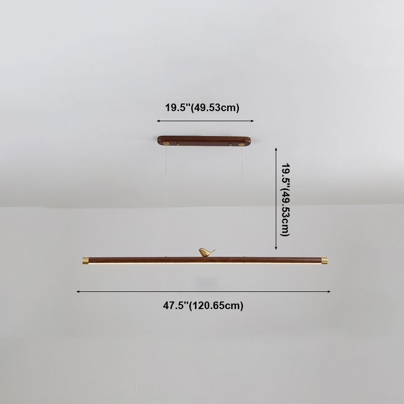 Contemporary Kitchen Pendant Light Linear Ceiling Pendant Light Wood 1 Light