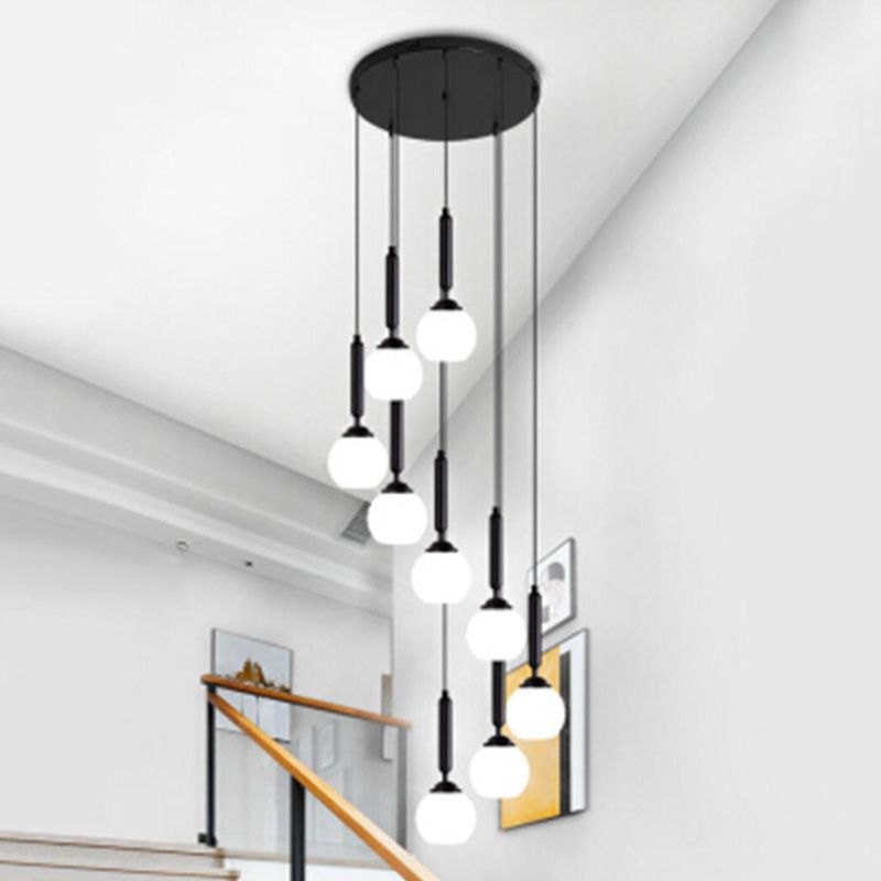 Spiral Stairs Pendant Light Fixture Glass Nordic Style 9 Blub Hanging Light