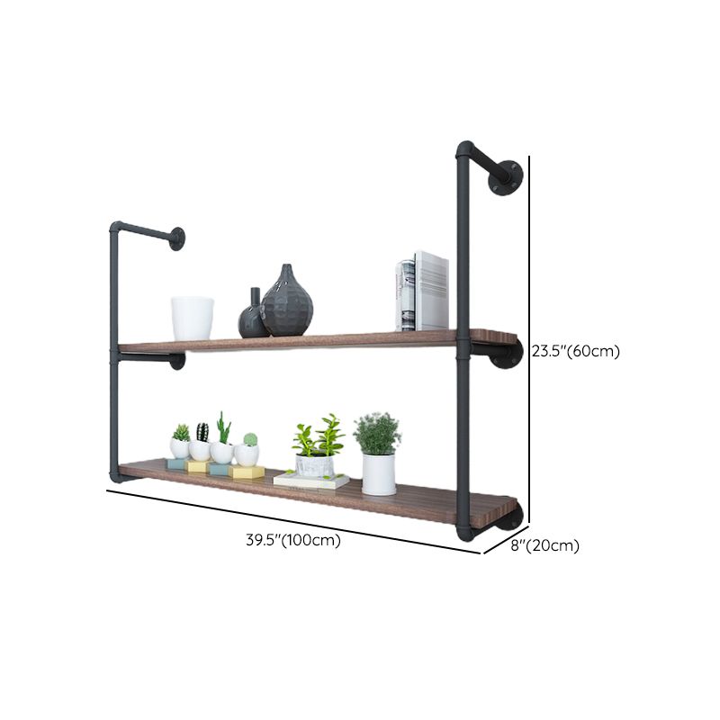 Industrial Closed Back Bookshelf Floating Wooden Natural Bookcase