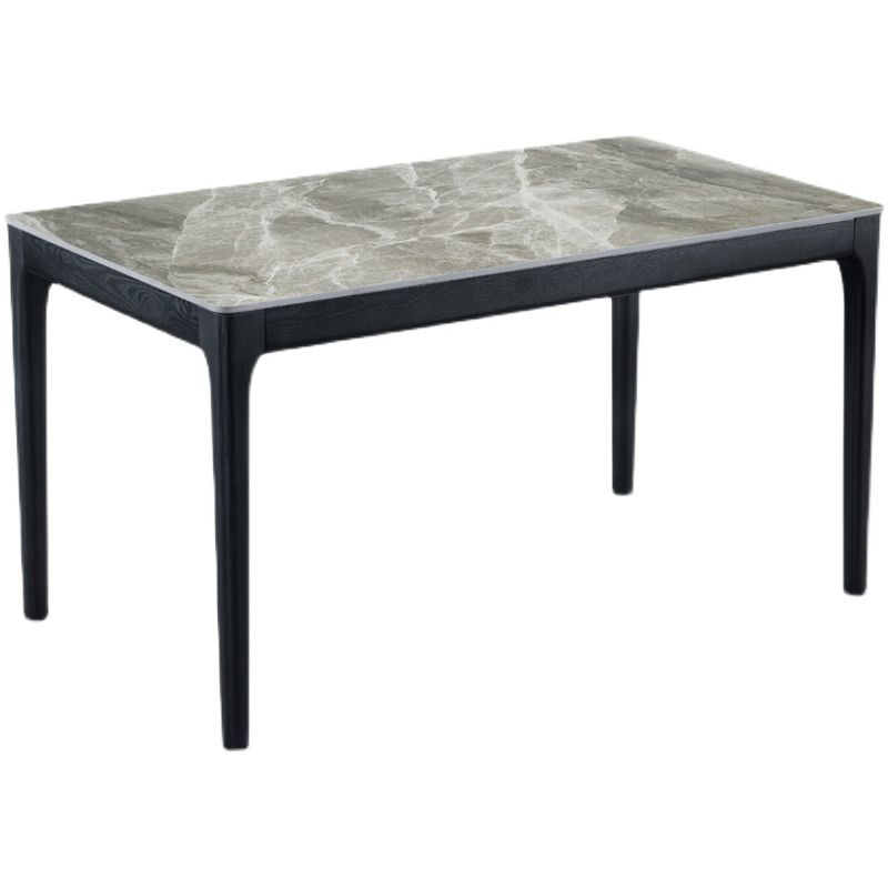 Rectangle Mid-Century Modern Dining Table Two-Color Fixed Table with Sintered Stone