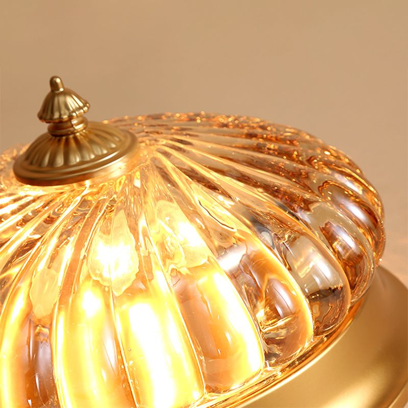 Lampe encastrée à 2 têtes en laiton, plafonnier à dôme en verre prismatique colonialisme pour couloir, 10 "/ 12" W
