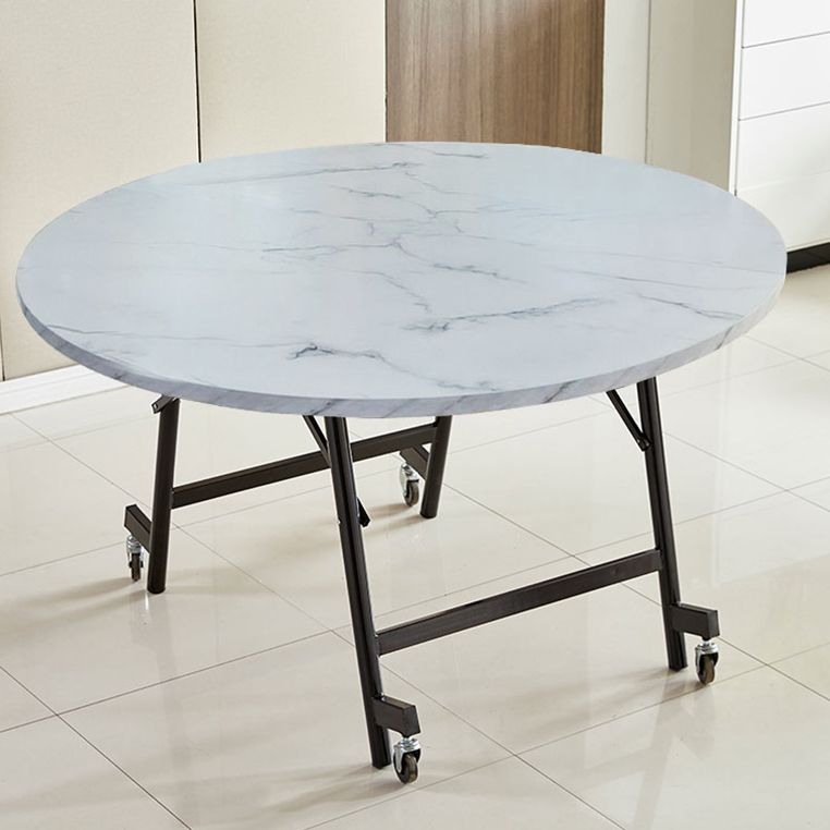 47.2-inch Metal Mid-Century Modern Round Dining Table Wood Top Table for Dining Room