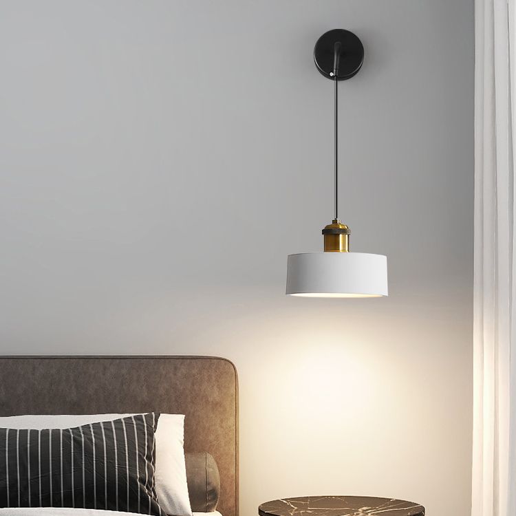Modern Metal LED Wall Sconce Geometric Shape Wall Light with Resin Shade for Bedroom