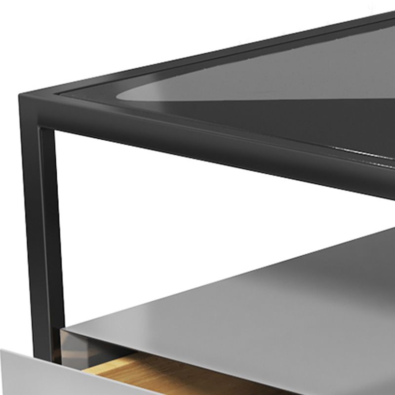 21 Inch H Night Table Open Storage Metal Glass Top Shelf Included Nightstand