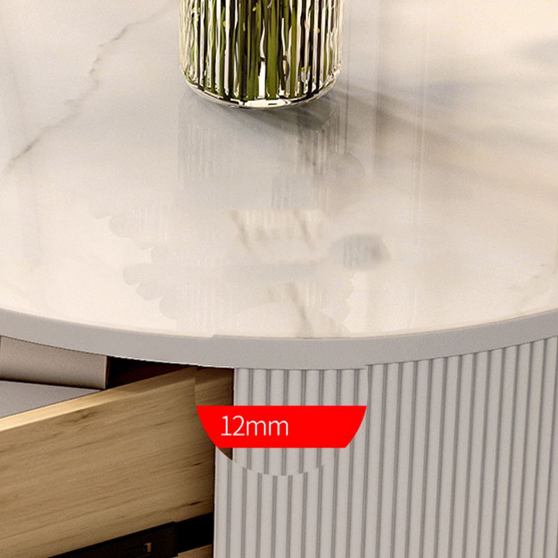 Frame Glam Style Side Table 22.83" Tall Stone Top Side Table with Storage