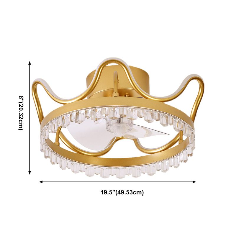 Kronenförmige Schlafzimmer Deckenventilator Lampe Acryl Moderne LED Semi Flush Light