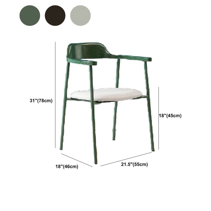 Contemporary Style Dining Chair Metal Open Back Dining Arm Chair