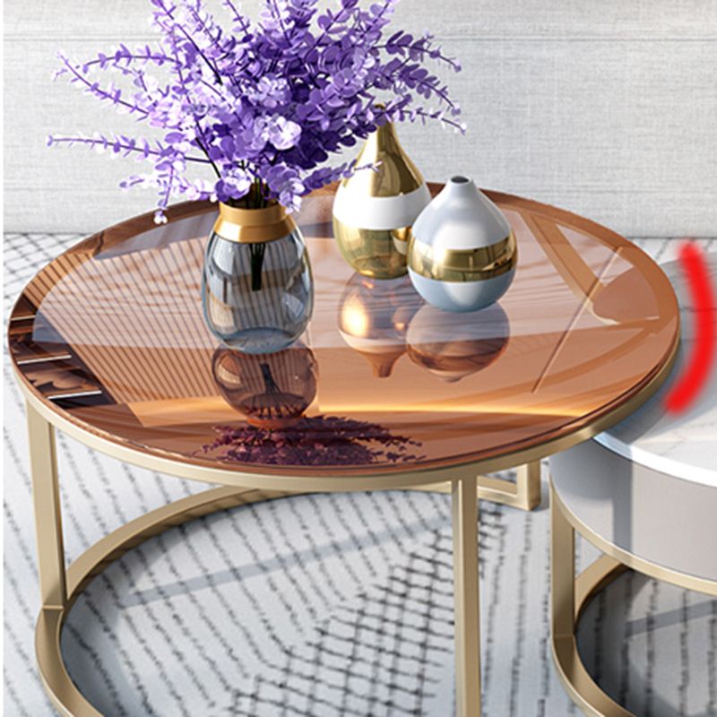 Round Nesting Coffee Table Set Round Frame Coffee Table with Drawer