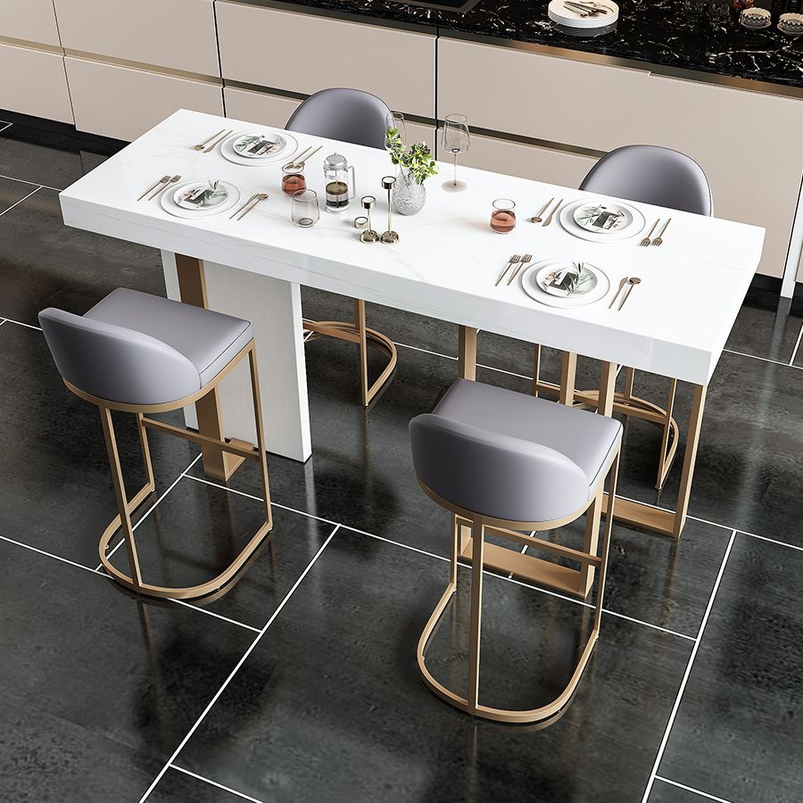 Glam Bar Stools Metal Armless Dining Stools with Gold Metal Base