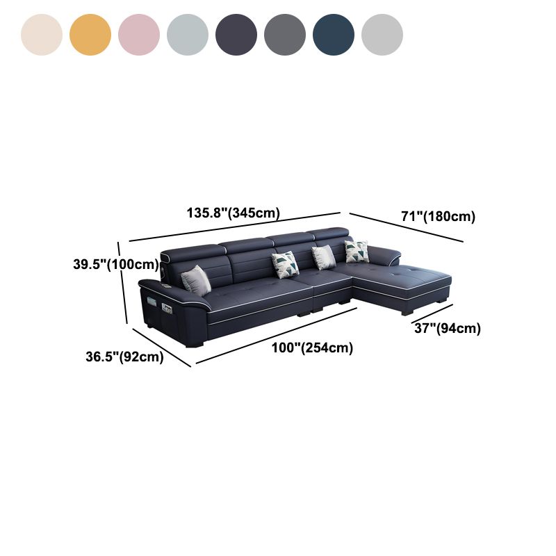 Contemporary Linen and Faux Leather L-Shape Furniture Sectionals