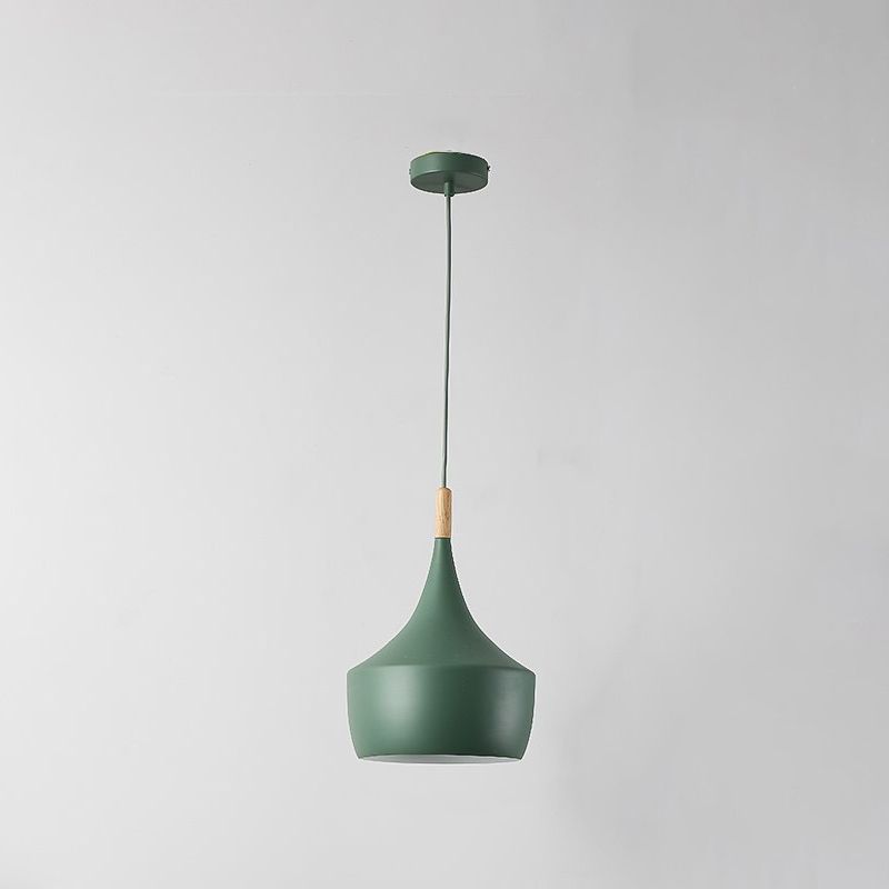 Geometry Drop Pendant Simplicity Metal 1-Light Dining Room Hanging Light Kit with Wood Cork