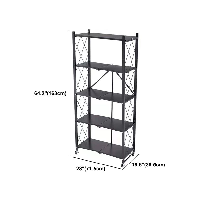 Contemporary Metal Etagere Bookshelf Stackable Open Bookcase with Caster Wheels