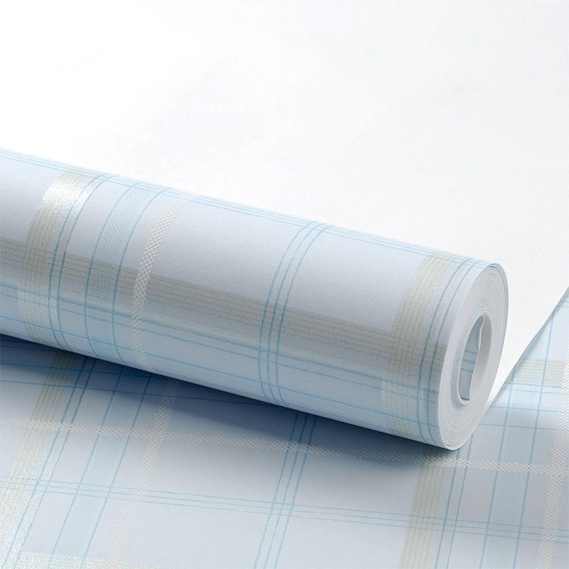 Minimalist Tartan Wallpaper Pastel Color Kids Bedroom Wall Covering, 33' L x 20.5" W