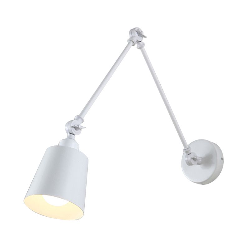 2-gewrichtsschenkarm muur leeslicht Licht Lichte ijzer single zwart/witte sconce-verlichting met taps toelopende schaduw