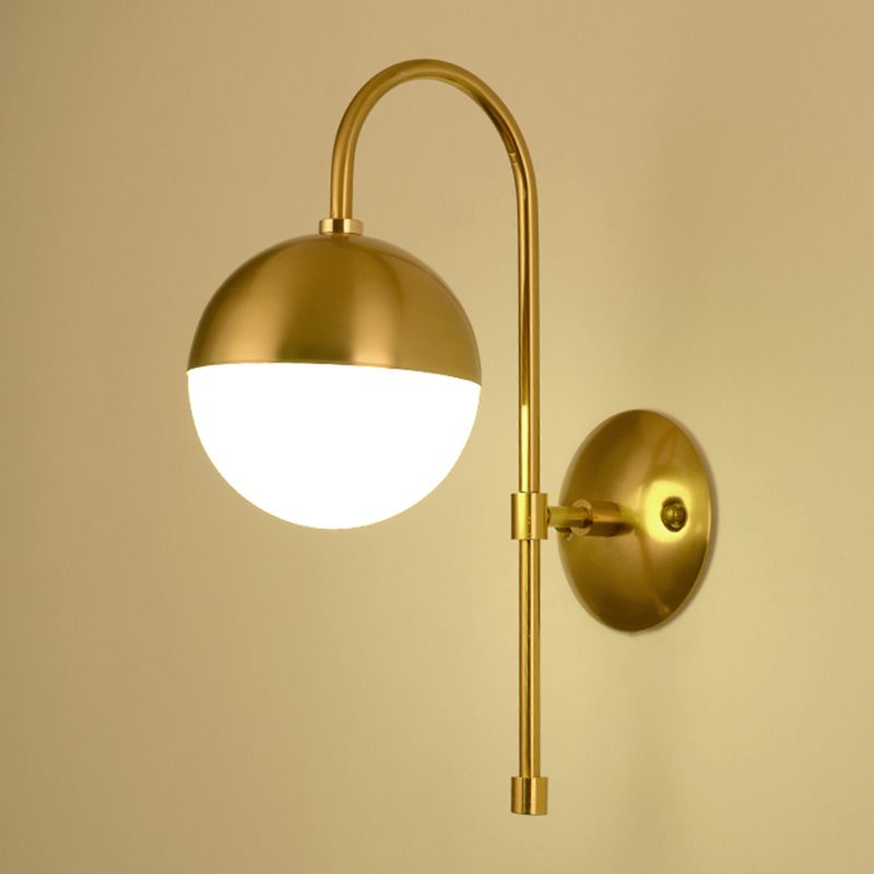 Contemporary Glass Shade Vanity Light Metal Wall Light Sconce for Washroom