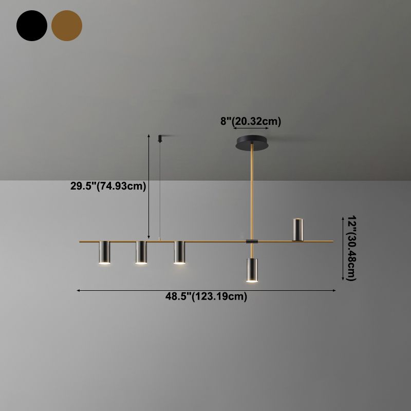 Linear Cylinder Lighting Fixtures Contemporary Metal Island Pendants for Kitchen