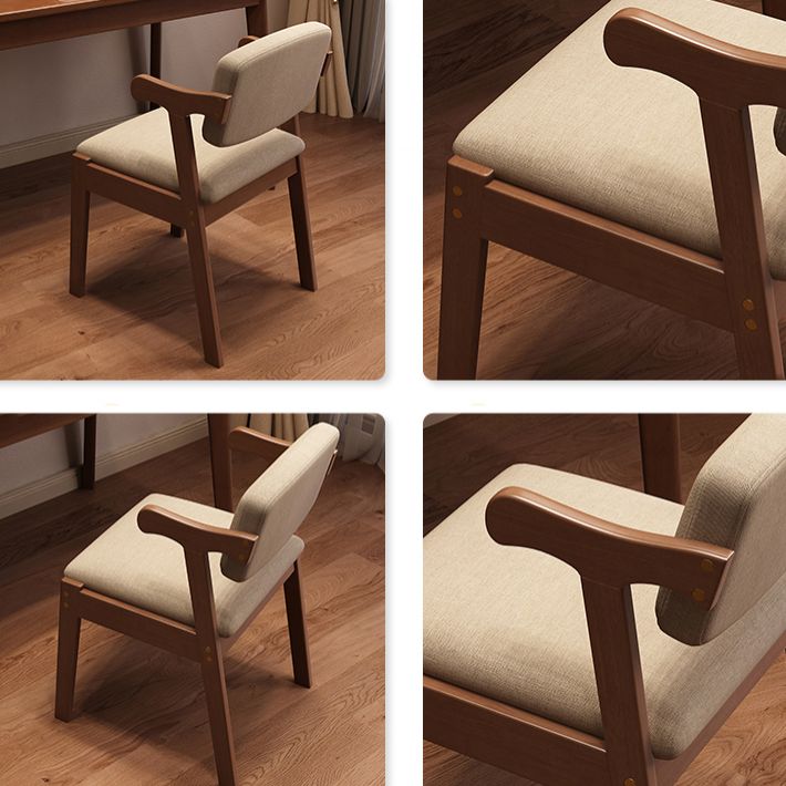 Scandinavian Style Wood Dining Side Chair Upholstered Open Back Dining Side Chair