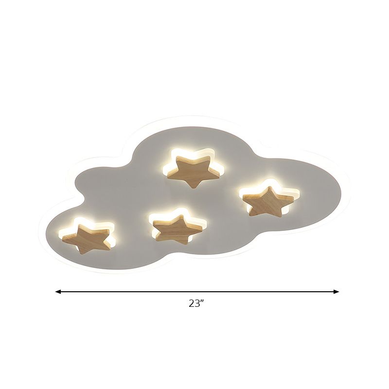 Cloud et Star Kid Bedroom Flush Mount Ceiling Light Acrylic Art Déco Ceiling Light Fixture
